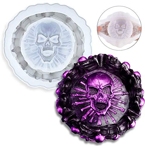 Molde de resina, molde de silicona para cenicero, diseño de calavera de Halloween, manualidades, regalo, resina epoxi, moldes de fundición de esqueletos, molde de almacenamiento de joyas para fiestas