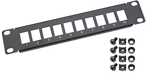 HMF 63345-02 UTP - Panel de conexión Keystone para armario de servidores | 10 | 1U | 10 puertos | Negro