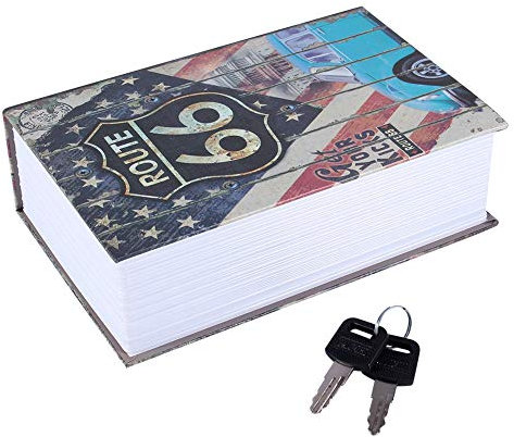 Cassaforte per libri, cassaforte con serratura a chiave, cassaforte per libri, cassaforte per chiavi e serratura a combinazione (American Dream Type)