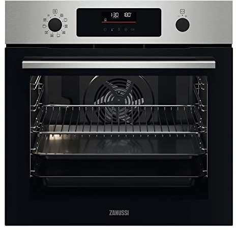Zanussi ZOPKX6XN Horno Eléctrico Multifunción, Pirolítico, Integrable, 9 Funciones, Cavidad XXL, Display LCD, Carril Telescópico en un Nivel, 72 L de Capacidad, Inox Antihuellas, Clase A+
