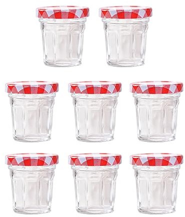 CTForest 8 Stück Marmeladengläser, Honigglas, Transparentes Marmeladenglas, Geeignet für Bonbons, Marmeladen, Obstkonserven(50ML)