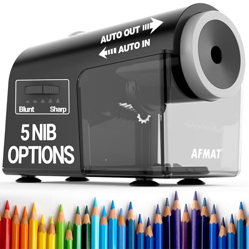 AFMAT Taille-crayon électrique entièrement automatique, rapide et sans mains, plus de 10 000 utilisations, taille-crayon rechargeable avec récipient, taille-crayon haute performance pour crayons de