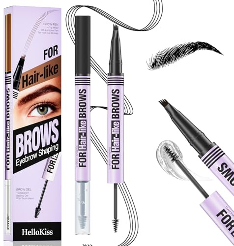 UroClysmic Lápiz de Cejas Waterproof 2 en 1 con Punta de 4 Dientes, Microblading Efecto 3D Natural, Larga Duración 24h, Eyebrow Pencil Maquillaje Profesional para Cejas Definidas, Negro