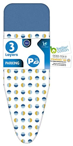 LaundrySpecialist Bügelbrettbezug mit HITZEBESTÄNDIGER PARKPLATTE für Bügeleisen - SUPER SICHERES BÜGELN - 120x40 cm - Erhältlich in Zwei GRÖSSEN - Ultra Dicker Molton Shield - Extra Bügelkomfort