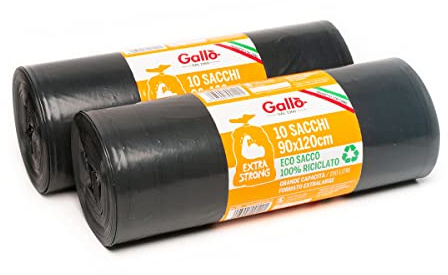 Gallo XXL Collection Waste Bags, Extra Resistance, Black, Large (Pack of 2)