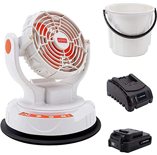 YARD FORCE Akku Sprühnebel Ventilator LF C36 - Bis zu 6 Stunden Sprühnebel mit 20 V/2,0 Ah Akku und 23-l-Eimer, 3 Windstufen und 2 Sprühnebelstufen, inklusive Schnellladegerät