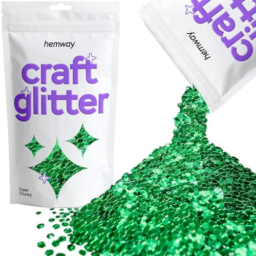 Hemway Craft Glitter Emerald Green 100g Super Chunky Glitter | for Crafts, Resin, Cosmetic, Nail, Face, Body, Festival, Tumblers, Art, Candle, Crafting