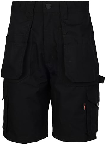 TuffStuff - Black Enduro Work Shorts, 38 Waist - Durable Ripstop Cargo Shorts with Triple Stitching, YKK Zip, Holster & Hammer Pockets - Durable Easy Care Summer Workwear - Functional Design