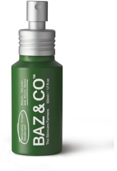 BAZ & CO Natural Deodorant Men Body Spray - Aluminium Free Travel Deodorant for Men | Organic mini deodorant spray | Basil, Vetiver and Witch Hazel 50 ml