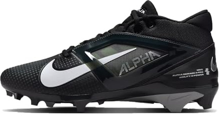 Nike NEW Alpha Menace Pro 4 Football Cleats - Pick Size & Color!, Black/White/Light Smoke Grey, 10