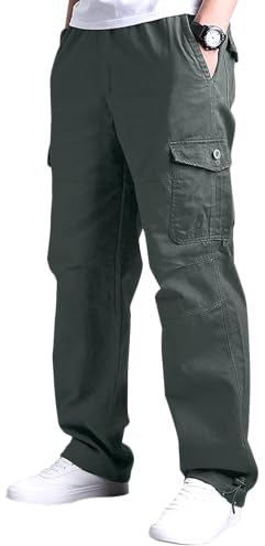 YAOBAOLE Pantalons Cargo Homme Taille Elastique Pantalons Homme Cargo Pantalon Gris Foncé Pantalon de Chasse Gris Foncé L