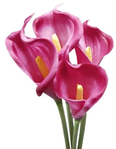 XZJMY Calla-Lilie, künstliche Calla-Lilien, 61 cm, langer Stiel, künstliche Calla-Lilien, Seidenblumen, künstlicher Blumenstrauß für Hochzeit, Brautstrauß, Heimdekoration, Tafelaufsatz (4, Magenta)