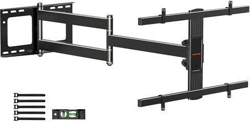 WHYFONE Support Mural TV Longue portée 107cm, pivote à 180°, s'incline et s'étend pour la Plupart des téléviseurs Plats et incurvés de 37 à 86 Pouces jusqu'à 45kg, VESA 600x400mm