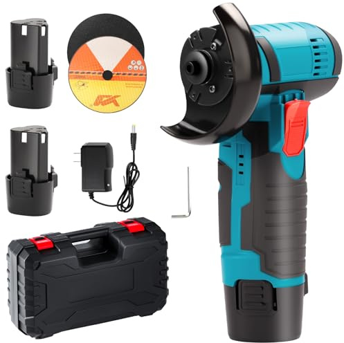 Angle Grinder Tool, 19500rpm Cordless Portable Angle Grinder with 2pcs 1500mAh Battery, Grinder Handheld Cutter for Metal Wood