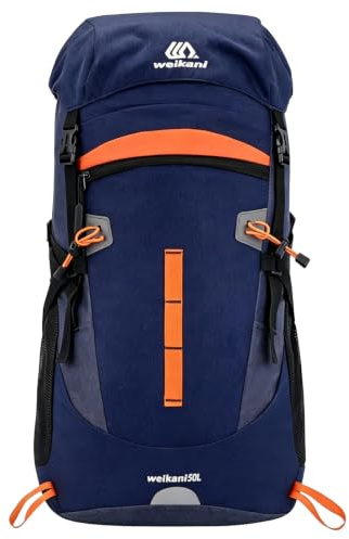 Lawaia 50L Hiking Backpack for Travelling Camping Large Rucksack for Men Women Waterproof Walking Trekking Sports and Outdoor Lightweight Backpack Survival Mountain Bag Festival Fishing