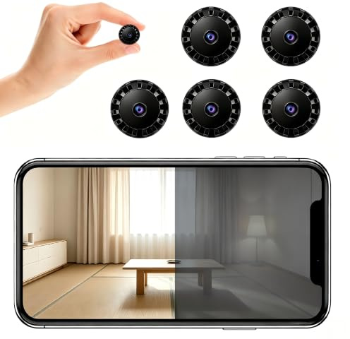 XUEVORIY 5 PCS Caméra Espion sans Fil Mini 2026, caméra de sécurité WiFi HD 1080P avec Vision Nocturne, Surveillance intérieure et extérieure pour bébés et Animaux de Compagnie L/X F