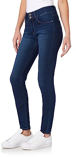 WallFlower Women's Ultra Skinny Mid-Rise Insta Soft Denim Juniors Jeans (Standard and Plus), Lake Pure, 1