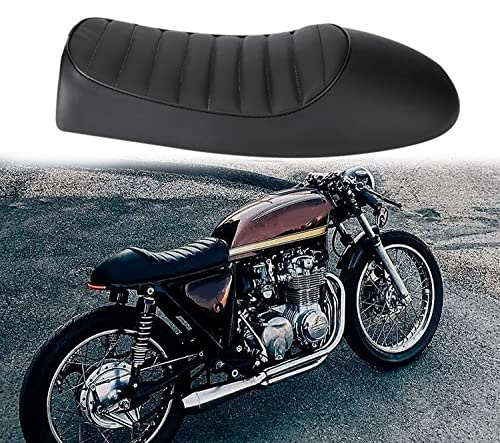 Siège de Moto en Cuir PU Vintage Cafe Racer Siège de Siège Plat Coussin de Selle, Cette selle est universelle