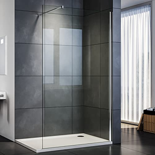 SIRHONA Duschvägg 120 x 200 cm Nano glas med stabiliseringsstång självrengörande klart glas kabiner och duschdörrar