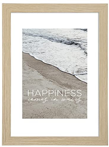 Hama Bilderrahmen „Waves“, 40x50cm (Holzrahmen, Fotorahmen, Hochformat, Querformat, zum Hängen, Hängevorrichtung, Bildformat 40 x 50 cm) Eiche