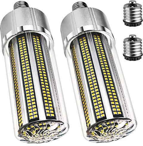 TPMAFF LED Mais Glühbirne 120W 14400LM, E26/E27 Sockel, mit E39 Buckelsockel Adapter, großflächige LED-Birnen für Garage, Lager, Hallenbeleuchtung im Innen- und Außenbereich (2er-Pack)
