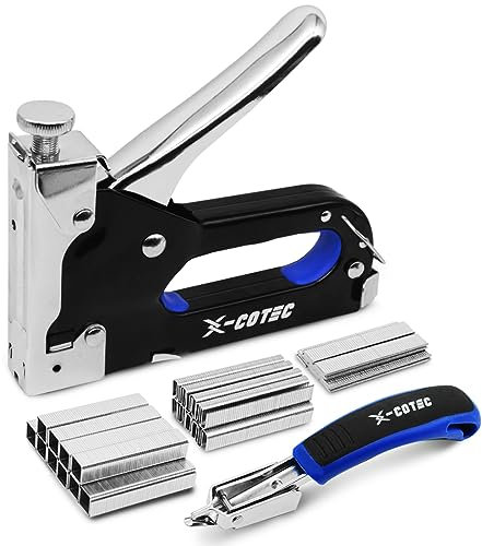 X-COTEC Agrafeuse Murale Multifonction 3 en 1, Agrafeuse Bois avec 3000 Agrafes, Agrafeuse Tapissier Manuelle, Cloueuse pour Bricolage, Tapisserie, Matériel de Fixation, Décoration, Meubles