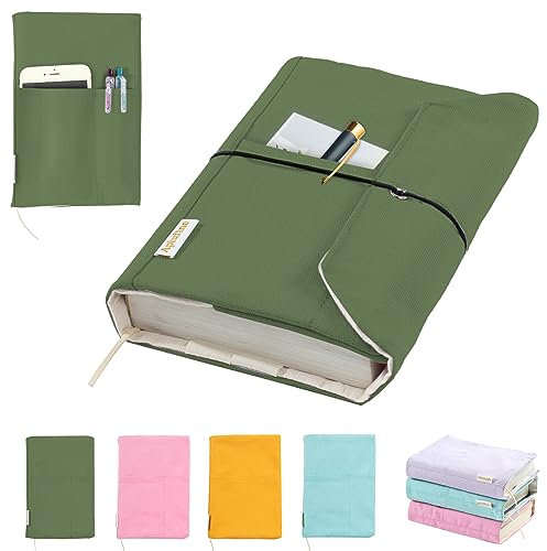 Buchhüllen aus Segeltuch, waschbar, Buchschutz, Buchumschlag für Taschenbuch-Romane, verstellbarer Bucheinband für Hardcover mit Taschen für Stift, Softcover-Bücher, Buchliebhaber-Geschenke