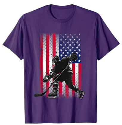 American Flag Hockey Women Kids Men T-Shirt