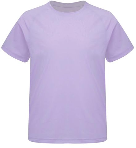 Yruioon Kinder Mädchen Sport T-Shirt Schnelltrocknendes Kurzarm Shirt Rundhals Tops Fitness Sport Yoga Training Sportswear Hell Lila 158-164