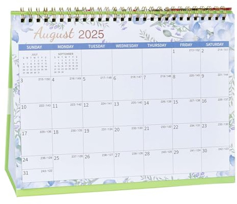 Calendrier de Bureau 2025-2026, Calendrier Mensuel de Juillet 2025 à Décembre 2026,18 Mois Familial Planificateur Calendrier à Feuillet Debout pour École, Maison et Bureau, 25,5 x 21 cm (Vert)