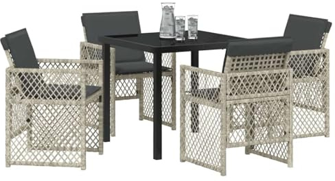 vidaXL Set da Pranzo per Giardino 5 PCS Grigio Chiaro polyrattan, Set da Pranzo Moderno per Giardino e terrazzo, mobili Resistenti, sedute minimaliste per spazi in Città