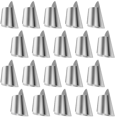 Mikikit 20 Protectores de Dedos de Acero Inoxidable, Cubierta para Cortar Uñas y Pelar Verduras, Paquete de 20 Unidades, Herramientas de Cocina Seguras para Proteger Uñas y Dedos en