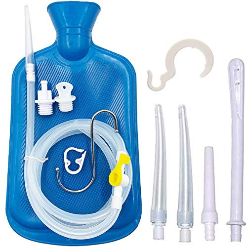 Smokitcen Kit clistere - Borsa per clistere da 2 litri - Tubo in silicone lungo 1,5 m - 5 punte riutilizzabili multi-formato - Flusso d'acqua controllato - per clisteri Detox Cleanse del colon