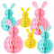 O-Kinee 6 Piezas Conejo de Pascua de Panal, Conejo de Pascua Bola de Panal Decoraciones de Pascua de Panal para el Techo Adornos de Panal 3D de Papel para Colgar en los Árboles