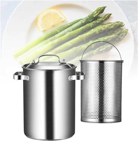 ANSNOW Pasta Pots Asparagus Steamer Pot, Pasta Cooker with Strainer Basket, 5L Spaghetti Pot for Home Kitchen, Restaurant/One Color
