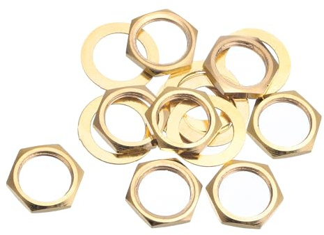 sourcing map 8 Set Guitar Nuts and Washers M9 Guitar Input Output Jack Socket Nuts Gold for Guitar Bass