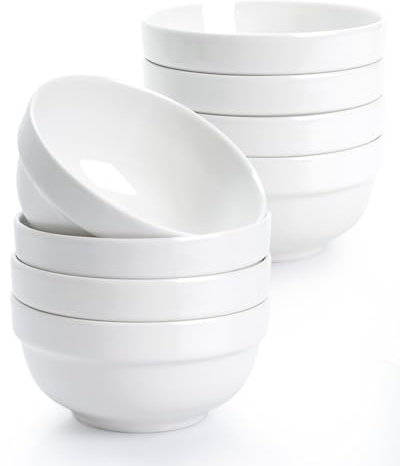 NUTRIUPS 350ml Cuencos Ceramica, 11.5cm Tazón para Postre, Cuencos Blancos para Helados, Juego de 8