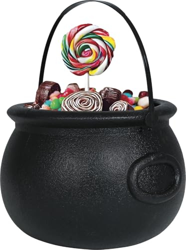 FIESTAS GUIRCA | Caldero Negro (16x20 cm) - Decoración de Halloween para Truco o Trato y Fiestas de Brujas - Ideal para Cestas y Cubos de Caramelos y Golosinas - Negro