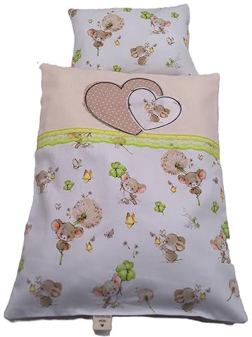 Puppenbettwäsche in 2 Variationen Größe 26b x 34h (Herz)