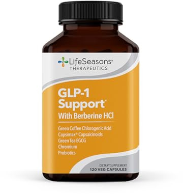 LifeSeasons GLP-1 Support Supplement – Appetite Control, Weight Management, Metabolism Booster with Berberine, Chromium, EGCG, Green Coffee Bean & Red Chili Peppers - 120 Capsules