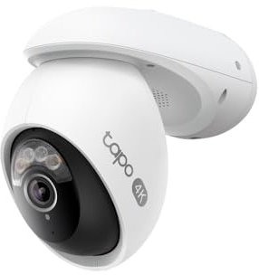 Tapo C560WS Caméra de surveillance extérieure Wi-Fi 4K 360°, Wi-Fi 6 double bande, vision nocturne couleur, détection IA gratuite, suivi intelligent, alarme lumineuse et sonore, audio bidirectionnel