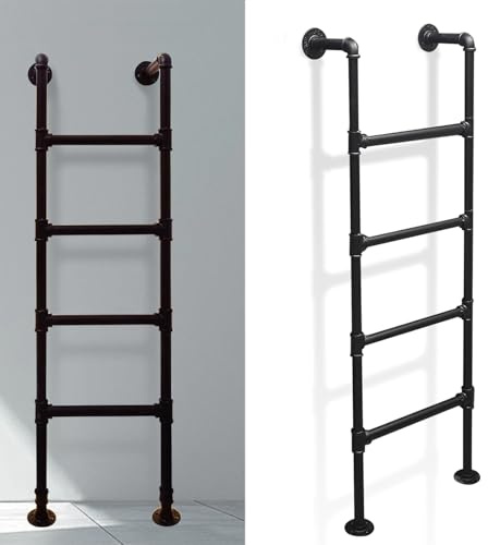 Escalera multiusos de metal negro para cama de loft, antideslizante, para ahorrar espacio, solución de 4 a 9 pies