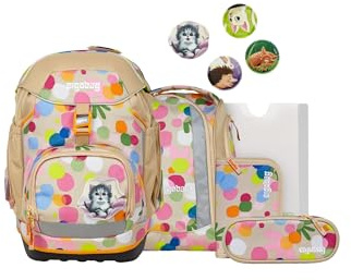 ergobag Schulranzen-Set Pack Set Flower PowBär - Beige