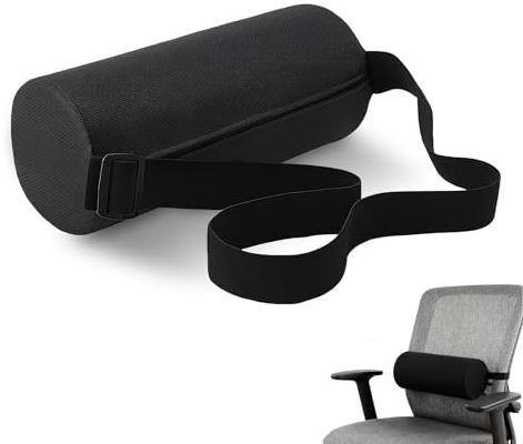 Lumbar Pillow, Length Memory Foam Ergonomic Black Support Roll Cushion