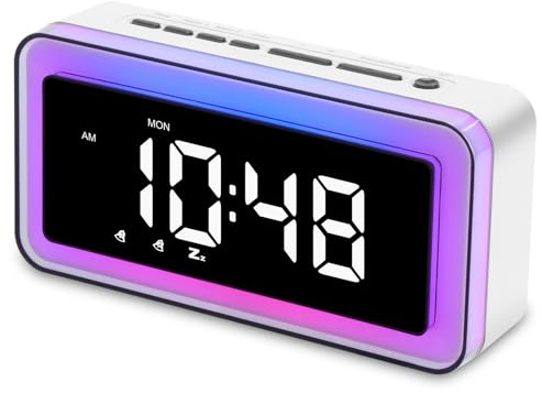 ANNNGUL Wecker Digital, LED Lichtwecker mit Wochentag/Wochenende Modus, Nachtlicht, Dimmer, 5 Wecktöne, Einstellbare Wecklautstärke