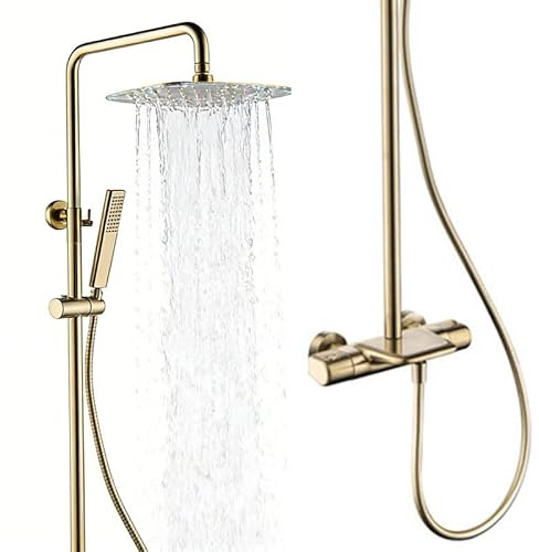 Kit de ducha de pared para exteriores con lluvia ajustable y cabezales de mano para uso en patio trasero