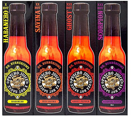 Psycho Juice Mini Four Pack Chilli & Hot Pepper Sauce 59 ml (Pack of 4)