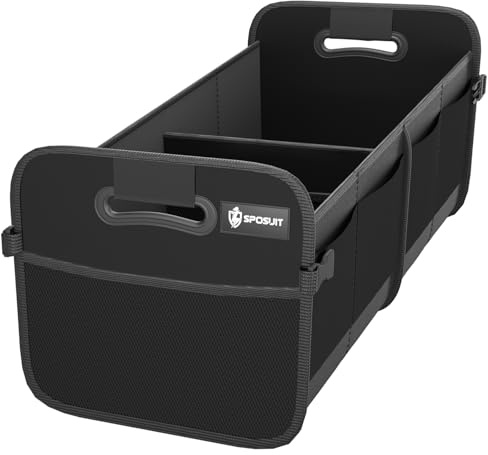 Sposuit Trunk Organizer for Car - 70L Collapsible Car Storage with 11 Pockets & Reinforced Handles, SUV Trunk Organizers for Grocery Cargo(Black)