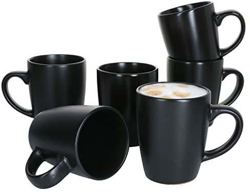 MamboCat Kattegat 6er Set Kaffeebecher I 250 ml I Schwarz matt I 6 Personen I Steingut-Tassen für Heißgetränke wie Tee, Kaffee & Co. I Runde Tee-Pötte I Kaffee-Geschirr