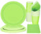 Party Go 96 pièces ensemble de vaisselle vert, gobelets en papier et serviettes, vaisselle jetable graduation Holiday Party Supplies, mariage fête d'anniversaire baby shower decor 24 invités